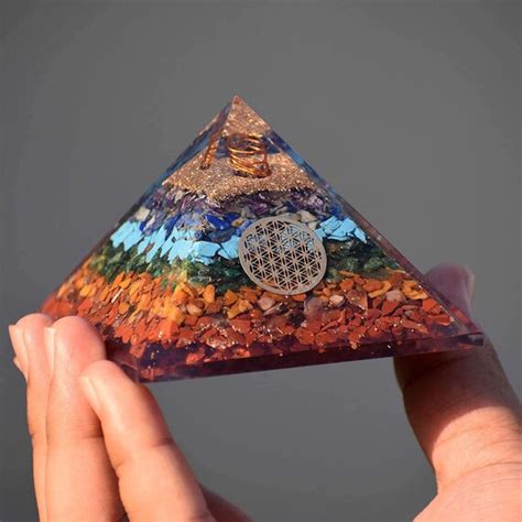 seo373|Flower of Life Seven Chakra Orgonite Pyramid.